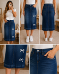 White embroidery bow Skirt