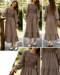 Exclusive gingham dress “brown”
