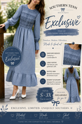 Exclusive gingham dress Navy blue