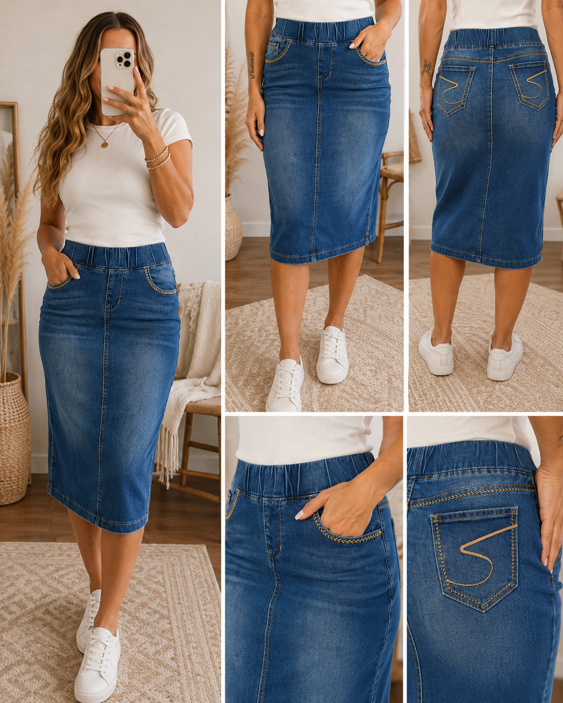 Kate elastic denim skirt